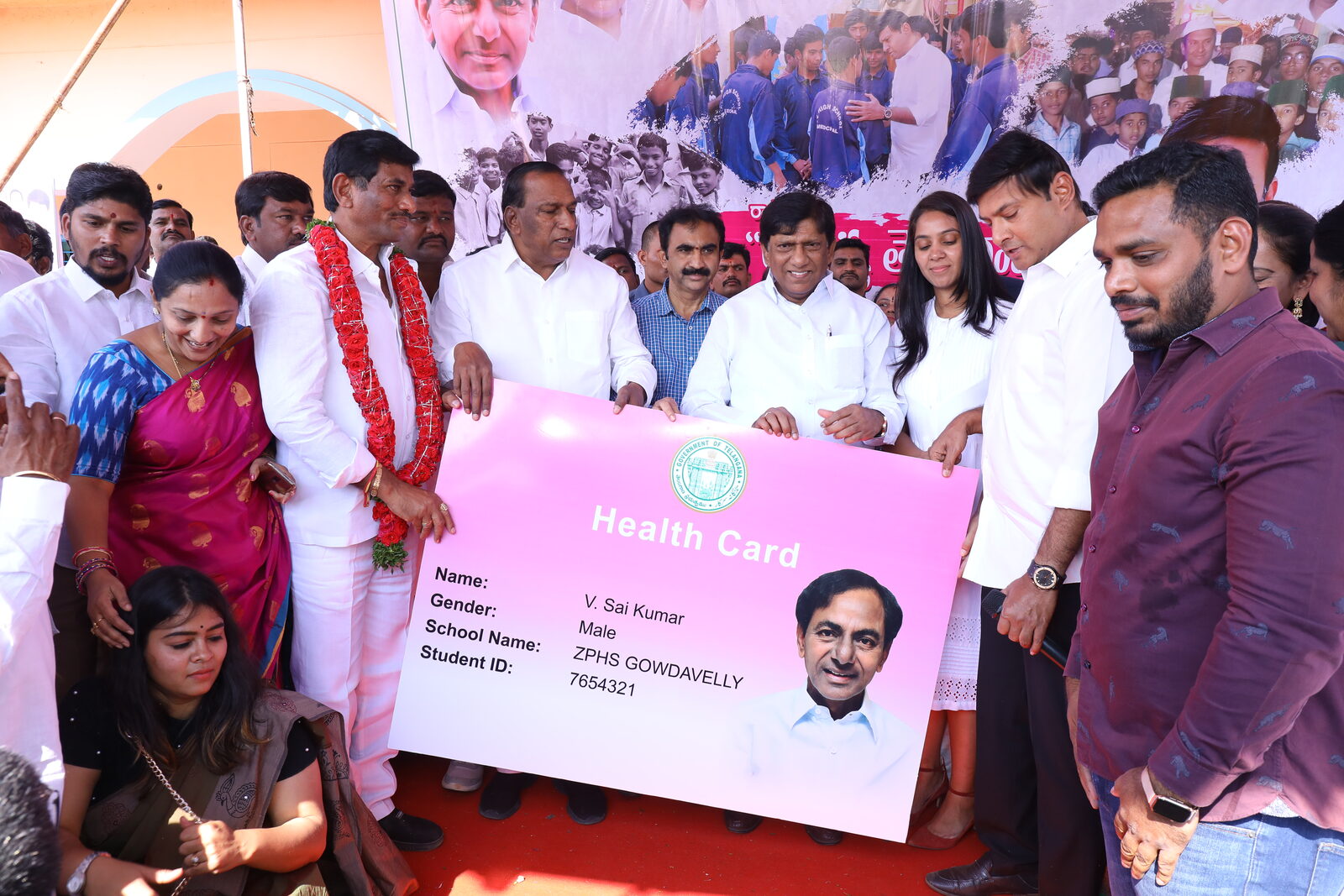 Public launch ceremony · Health Card mock-up · Government of Telangana seal