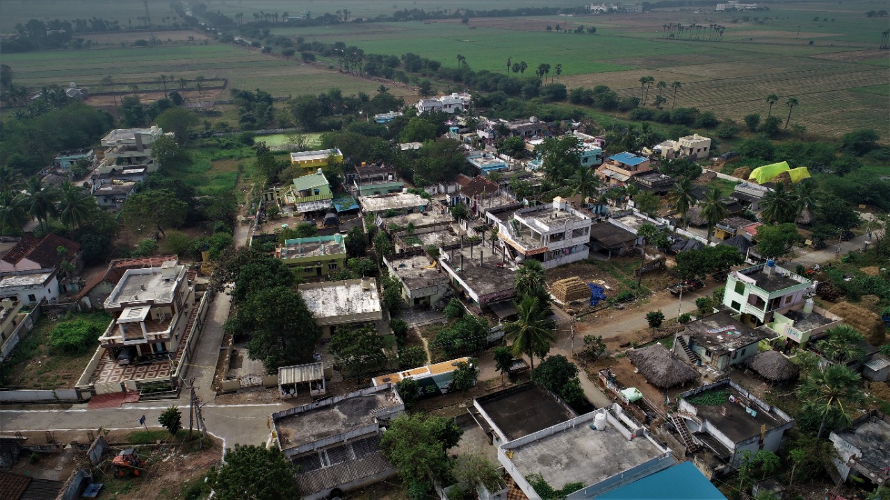 Aerial view of Burrapalem village · Bapatla district · Andhra Pradesh · 2019