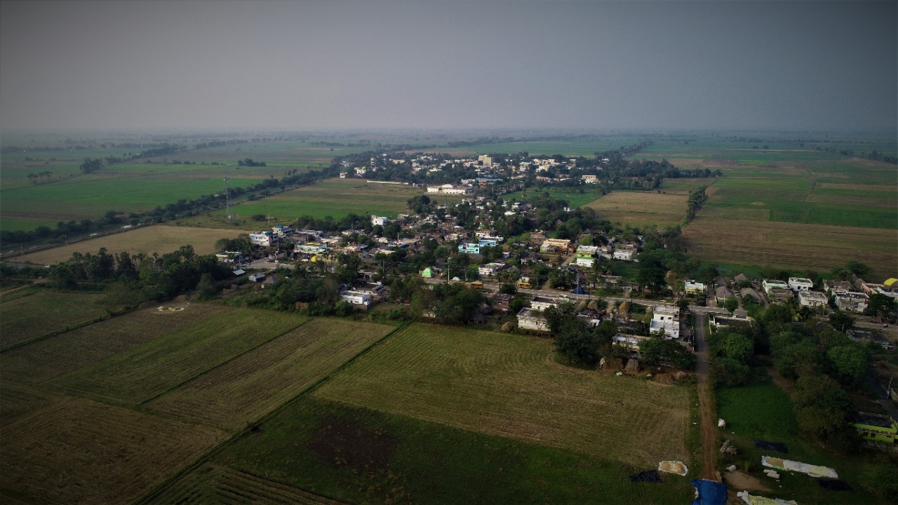 Second aerial view of Burrapalem village showing layout and surrounding fields