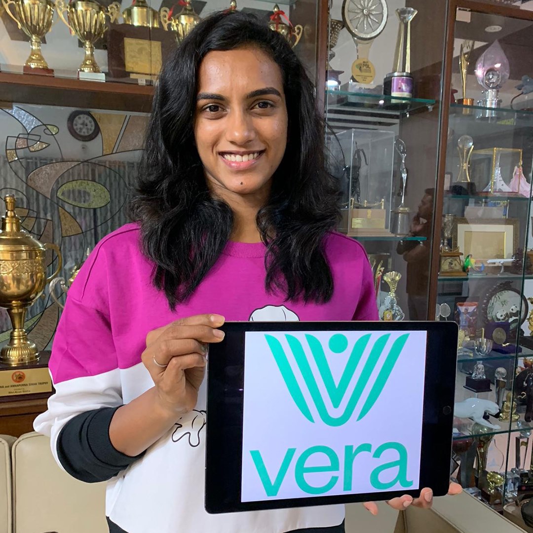 PV Sindhu x Vera brand-promotion square asset · social campaign · 2020