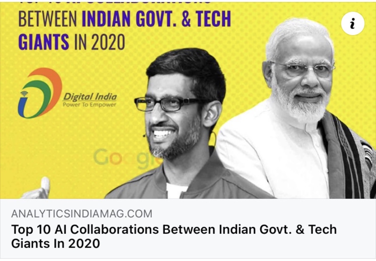 Analytics India Magazine · Top 10 AI Collaborations Between India and the US in 2020 · Vera TTS featured